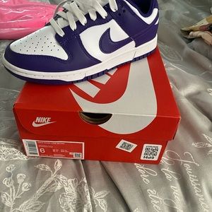 Purple & White Nike Dunks Big Size 6
